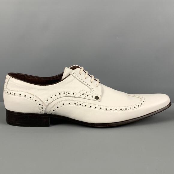 VERSACE Size 9 White Perforated Leather Lace Lace Up Shoes - Picture 1 of 1